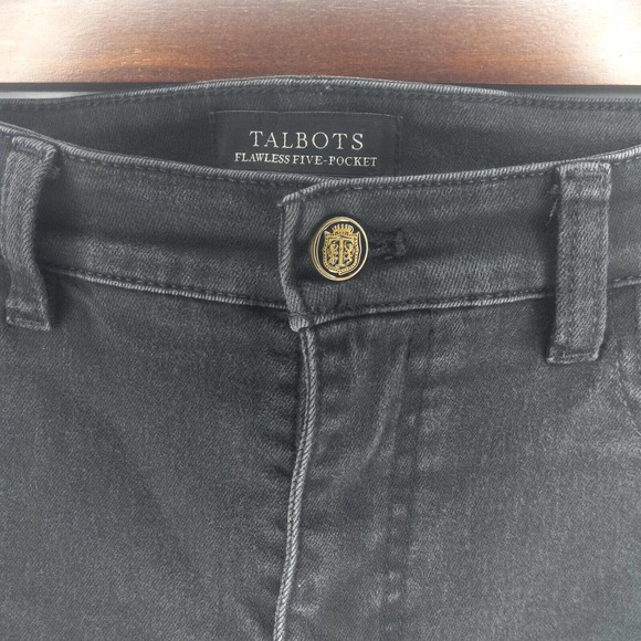 Talbots Women Black Denim Cotton Skinny Fit Jegging Mid Rise jeans Pants Size 14 - Picture 5 of 7